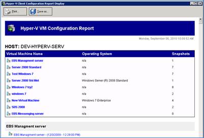 Description: Hyper-v Config Report - Report summary
