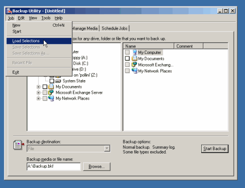 ntbackup selection file