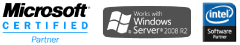 Microsoft Certified Partner, Works with Server 2008 R2, Intel Software Partner