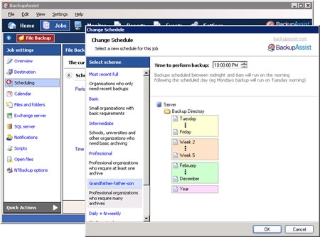 BackupAssist has a calendar view for simple scheduling.