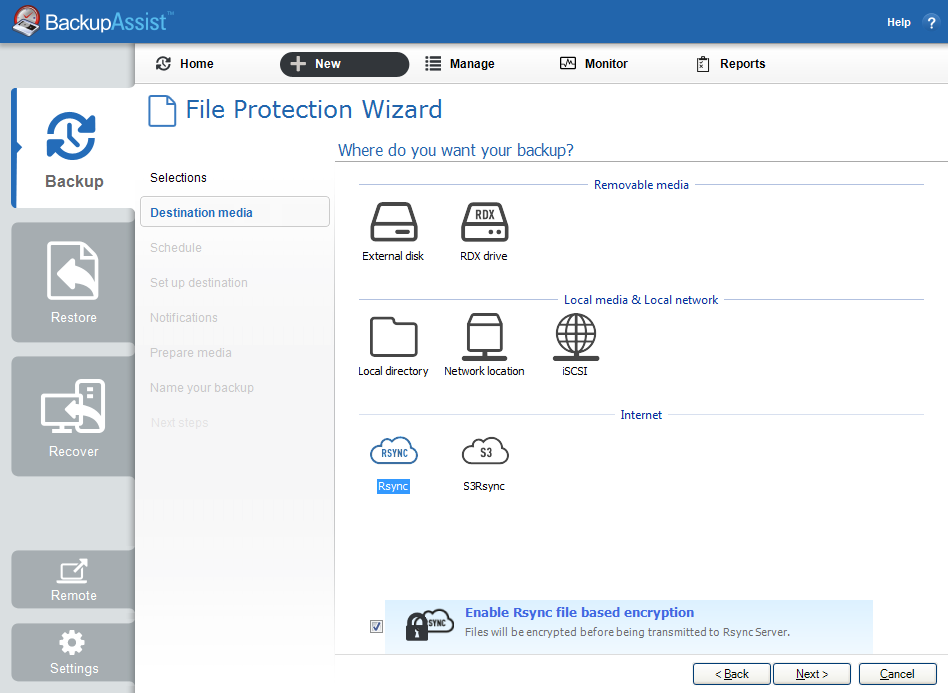 Cloud server backups with rsync BackupAssist