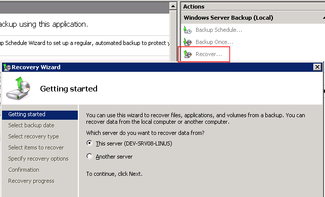 Restoring Files And Folders With Windows Server Backup