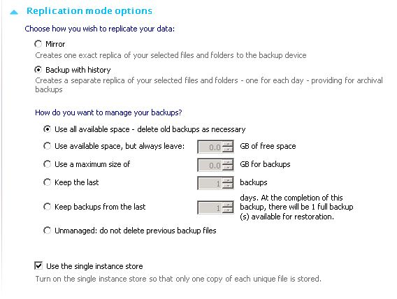 Replication mode options to enable Single Instance Store