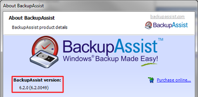 Checking your version of BackupAssist