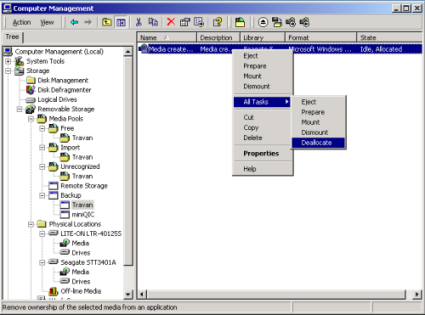 Deallocation of tape resource