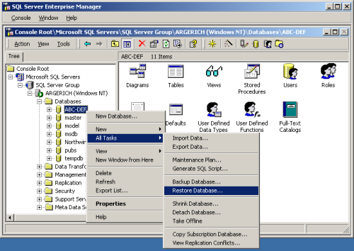 SQL server settings in BackupAssist