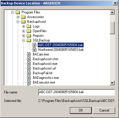 SQL server settings in BackupAssist