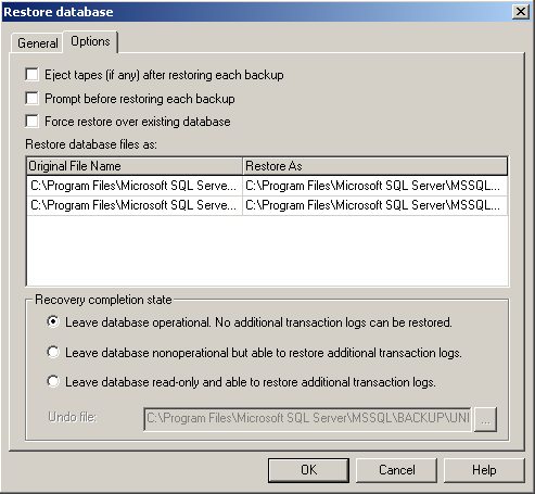 SQL server settings in BackupAssist