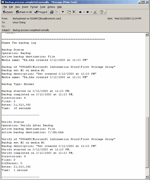 Backup Logs