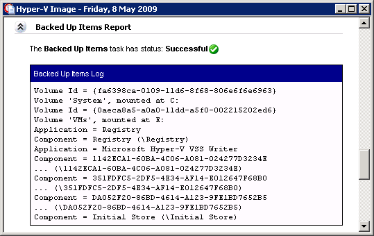 Windows Server Backup Backed Up Items