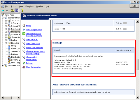 SBS Server Management Console