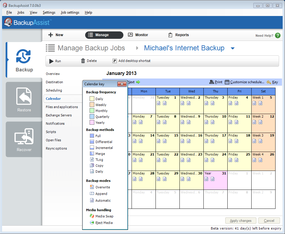 Scheduleing exchange backups
