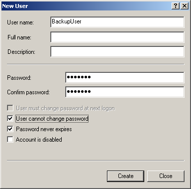 Screenshot showing new user creation