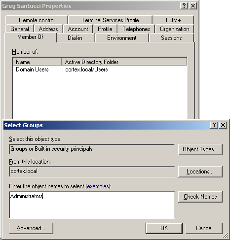 screenshot showing new user properies