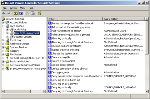 Security settings screenshot