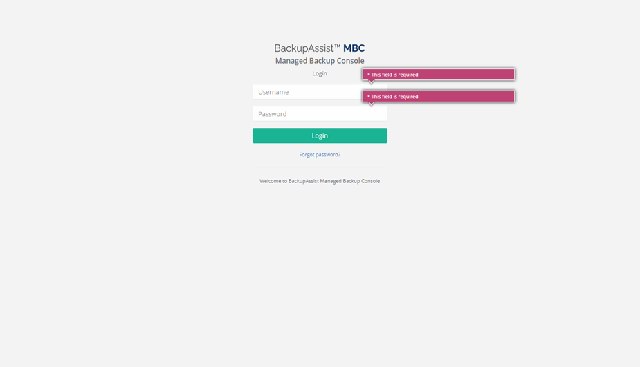 MBC logon screen