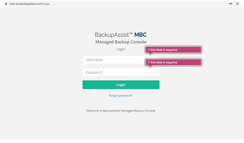MBC logon screen