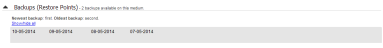 Backup report : Restore points