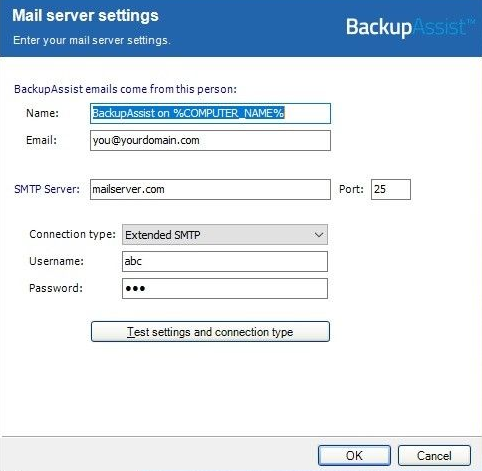 WFH SMTP server settings