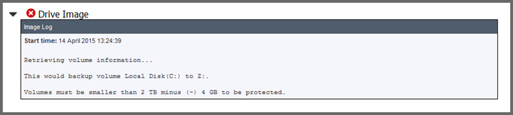 Backup Report - Drive Image section